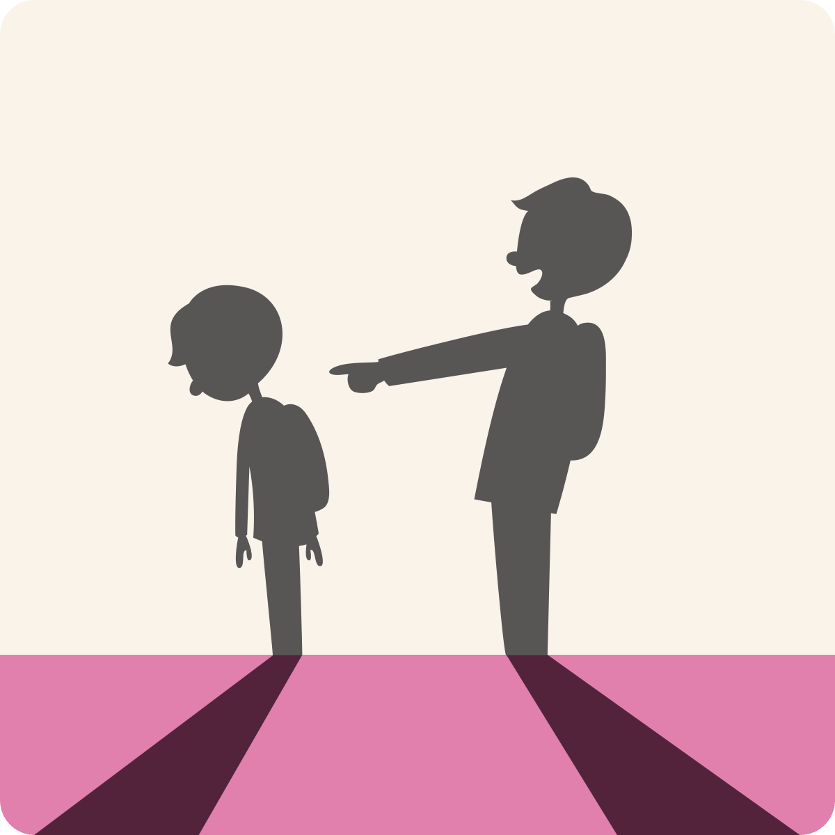 bully pointing down at smaller person