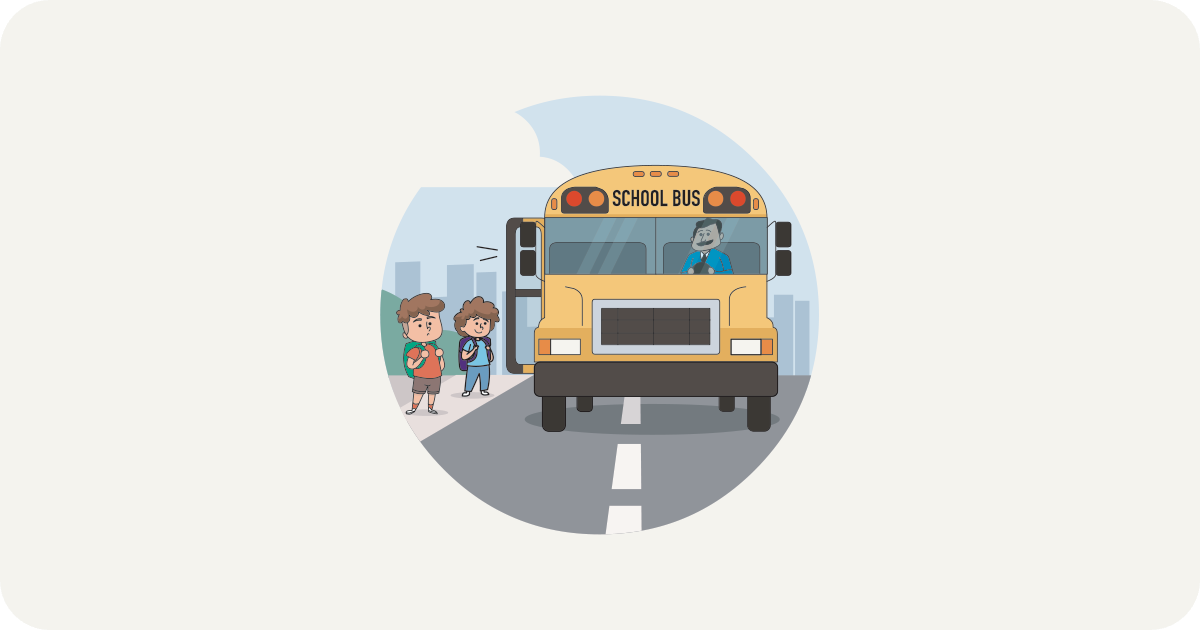 Kids waiting for a school bus