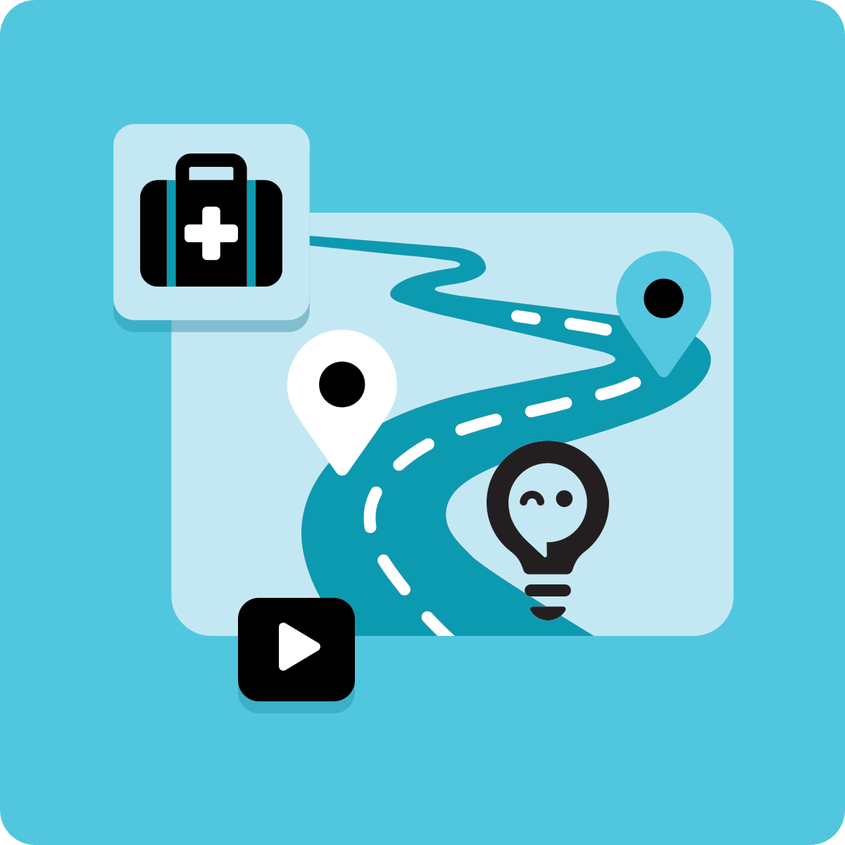 health icon, roadmap icon, Ellii webinar