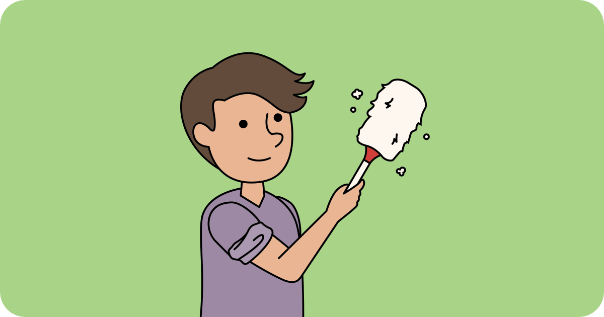 teenage boy with duster