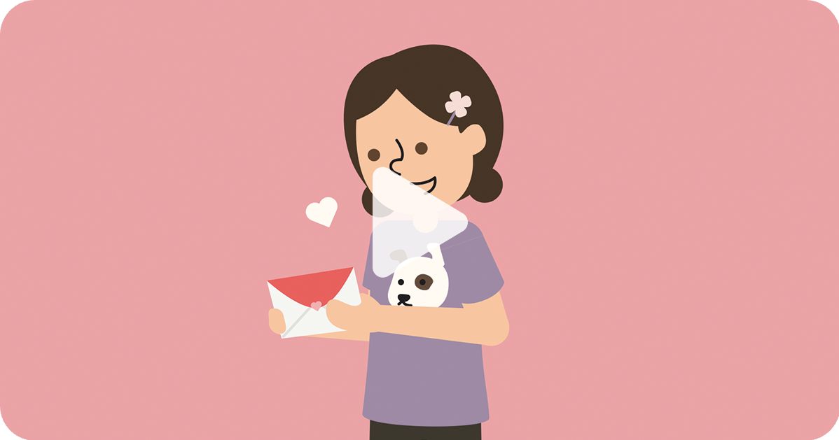 girl opening a valentine card
