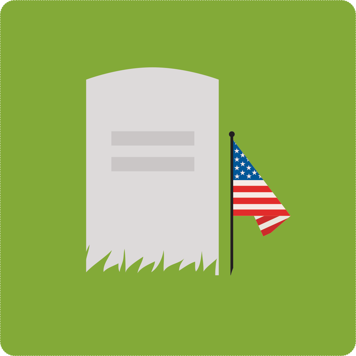 gravestone and US flag