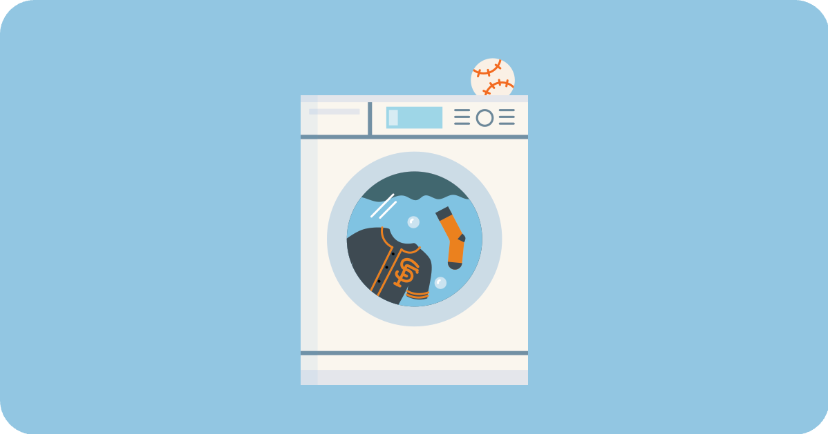 washing machine with baseball and uniform