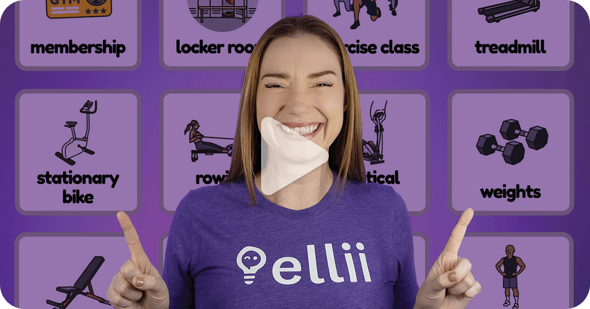 Lise from Ellii with gym flashcards