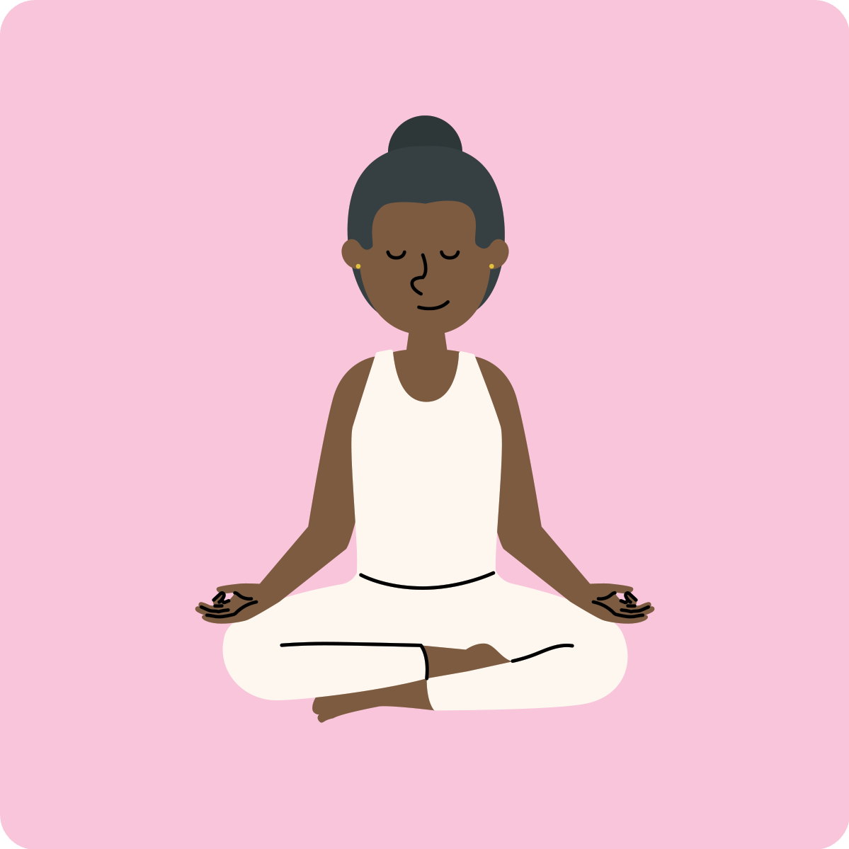 woman with eyes closed sitting down in yoga pose