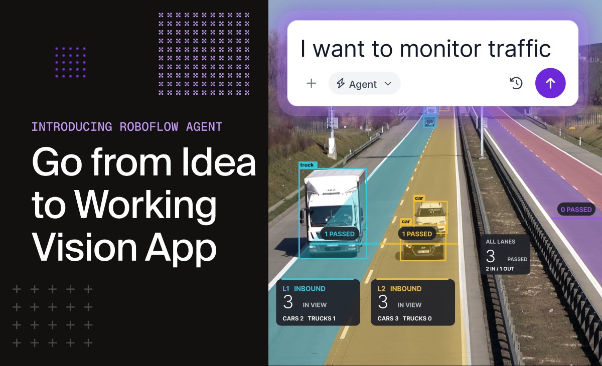 Roboflow Agent counting cars and trucks by lane on a highway