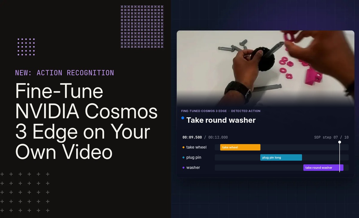 Fine-tuned Cosmos 3 Edge detecting assembly steps on a video timeline