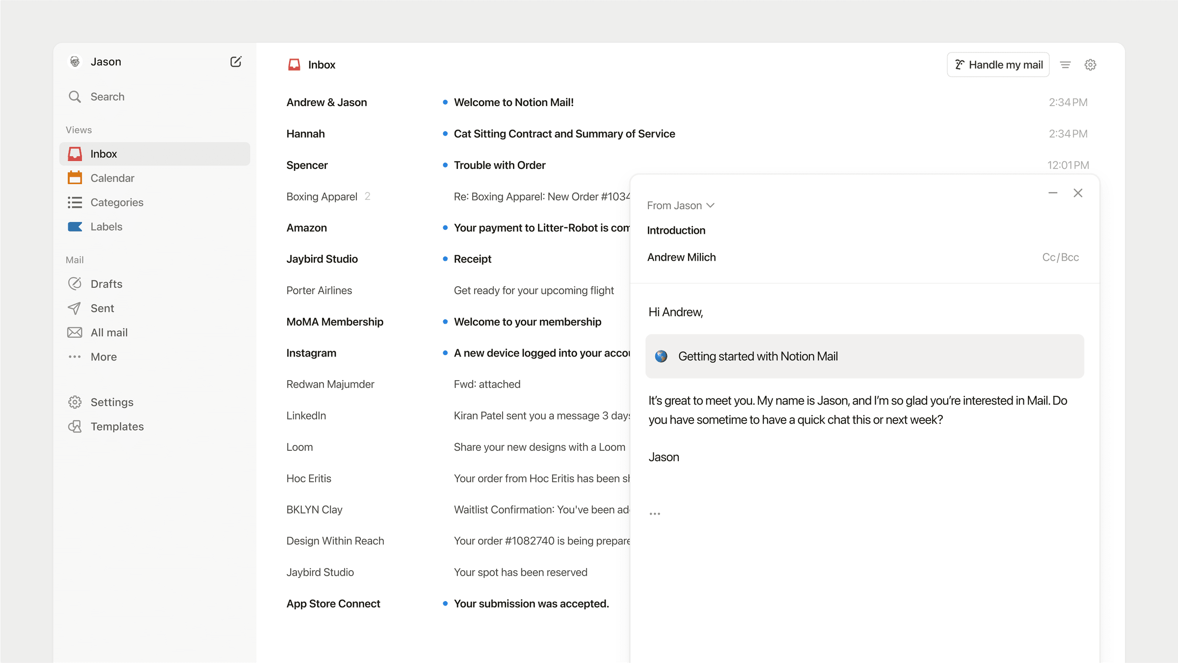 Notion Mail Inbox