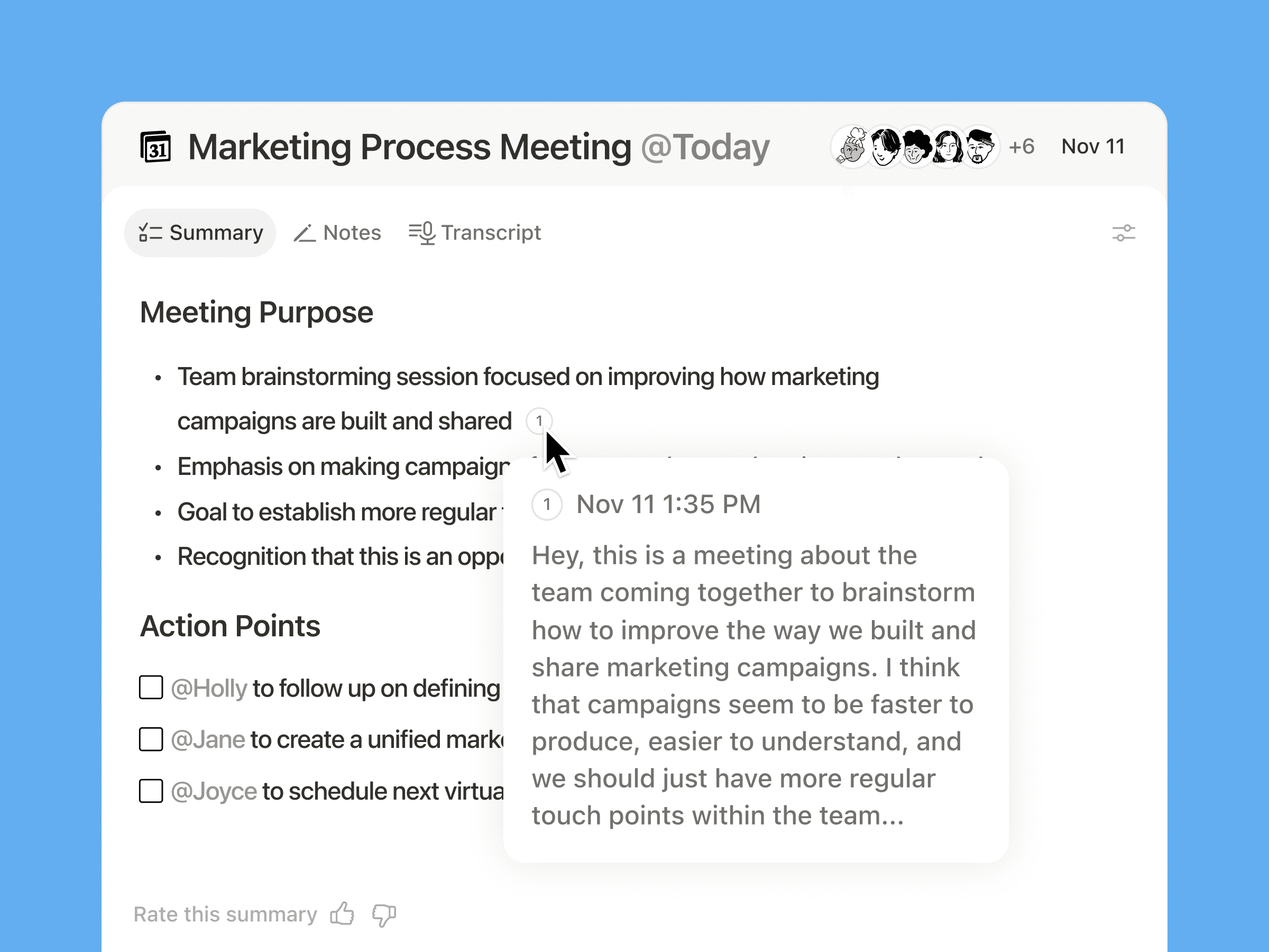 Get the full context from meeting summaries