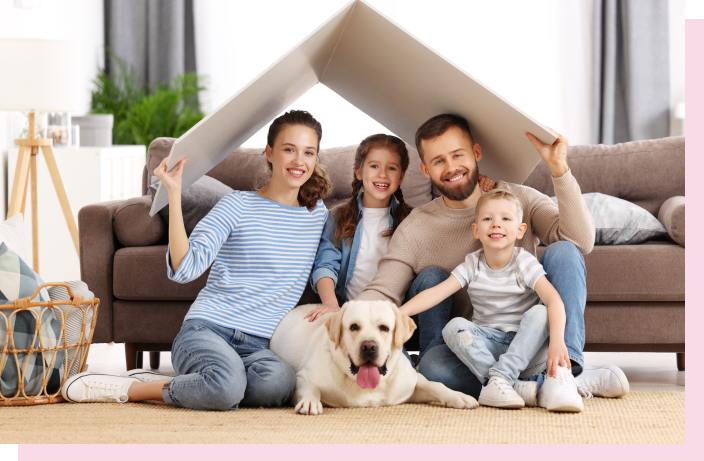 image of a family playing inside