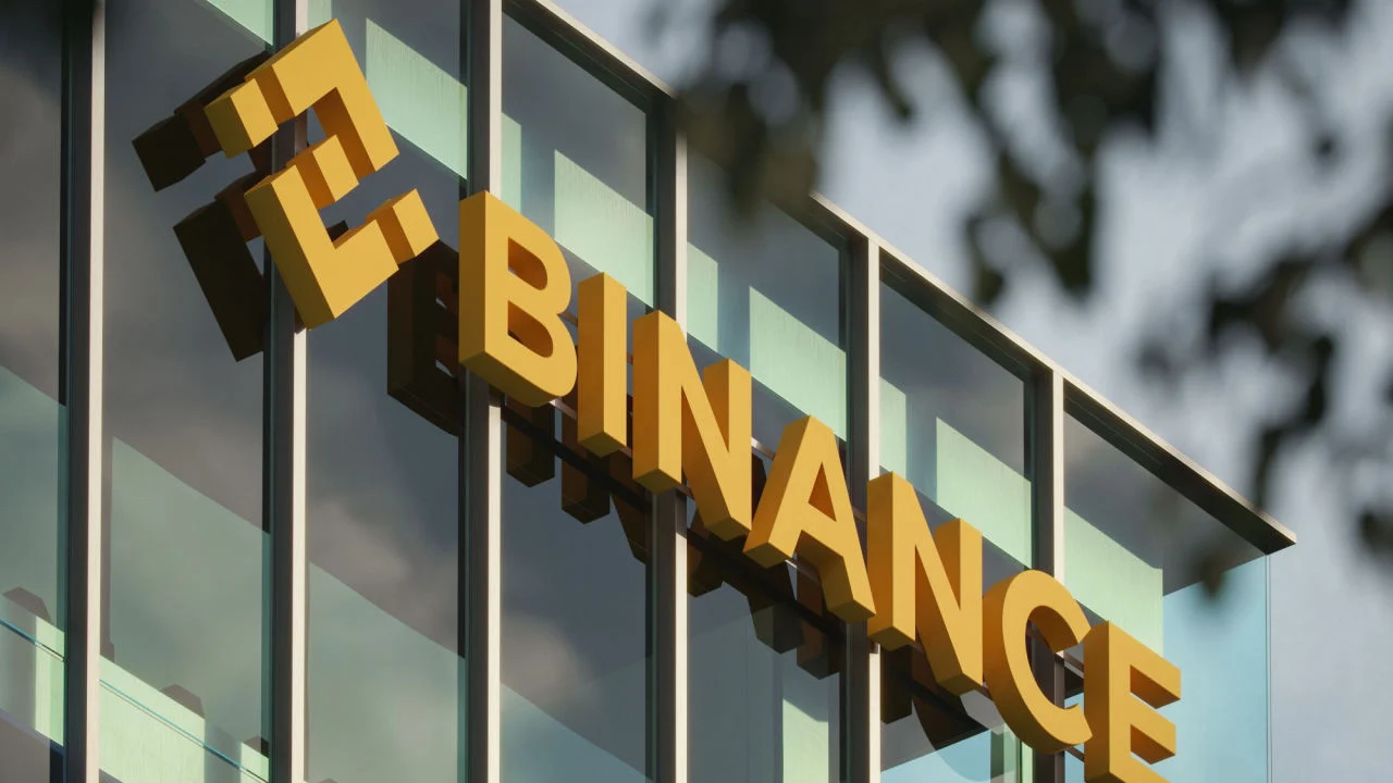 Binance sign, logo on building